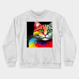 Colorful Cat Art Designs Crewneck Sweatshirt